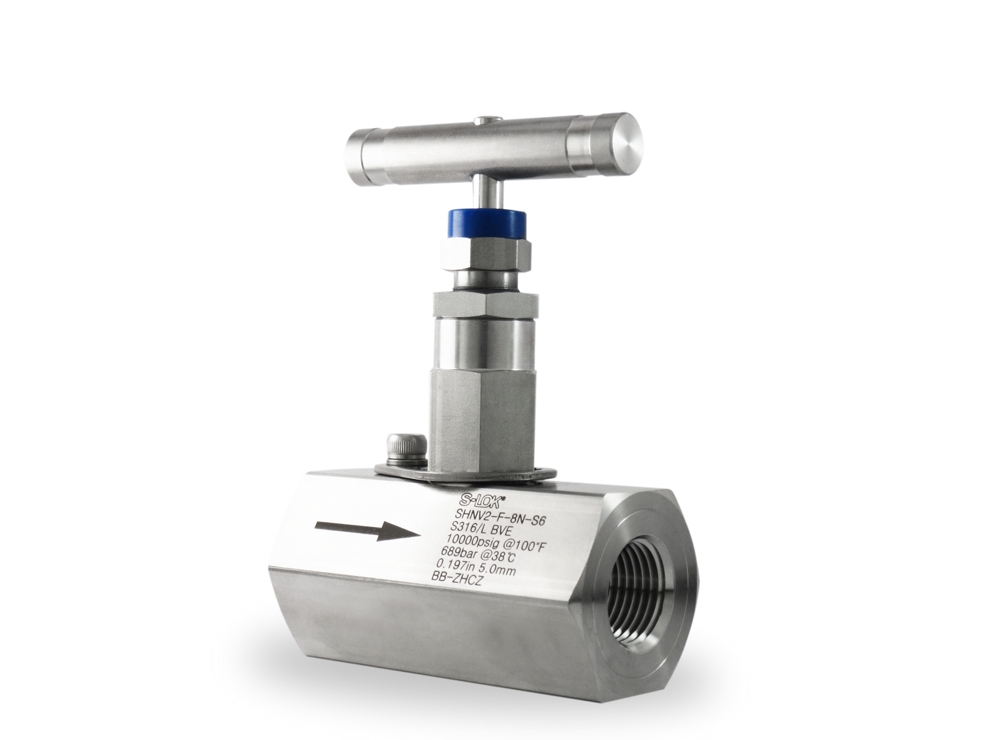 SHNV2-F-8N-S6 Válvula de Aguja 1/2" Hembra NPT Roscada  (10,000 PSI)