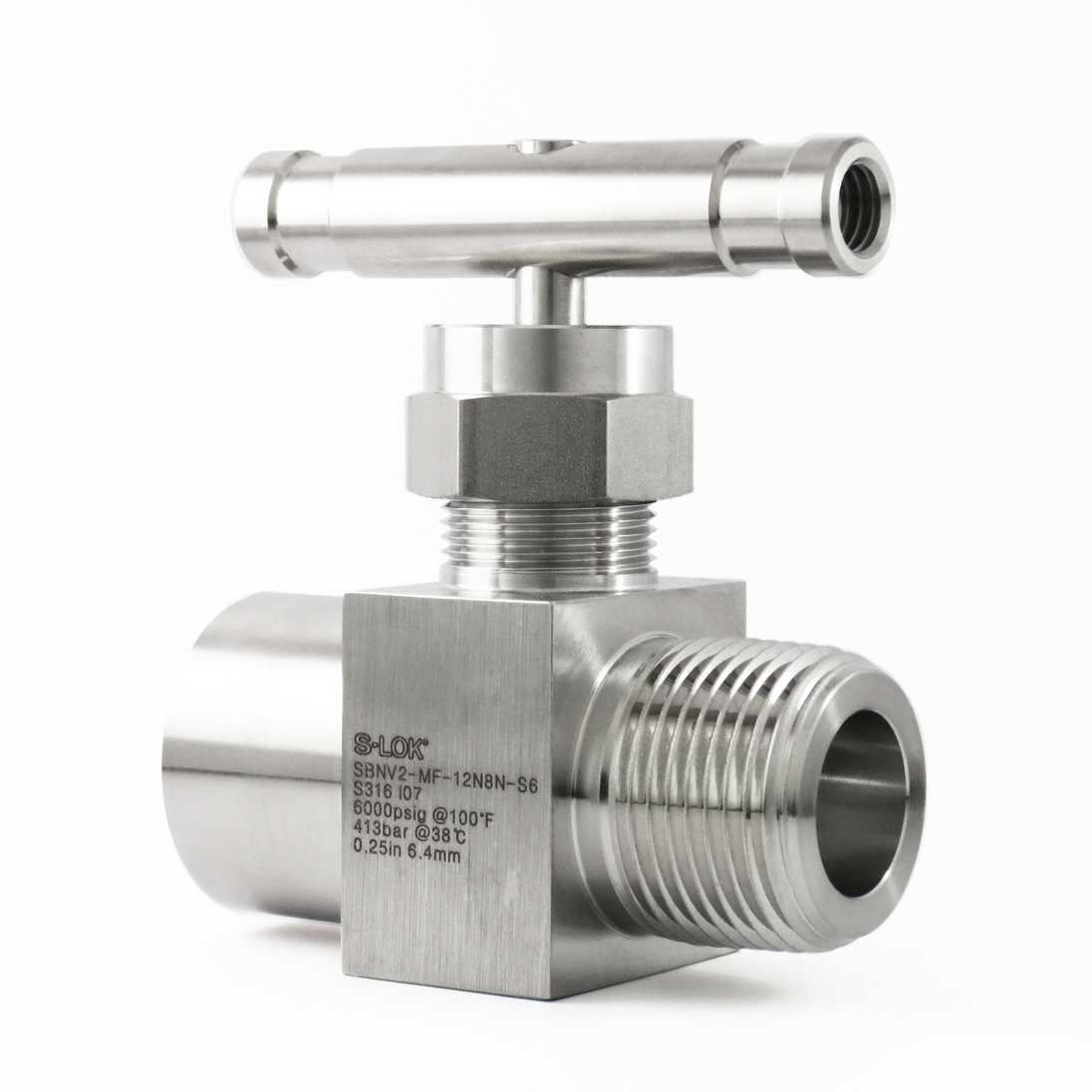 SBNV2-MF-12N8N-S6 Válvula de Aguja 3/4" Macho x 1/2" Hembra Roscada NPT