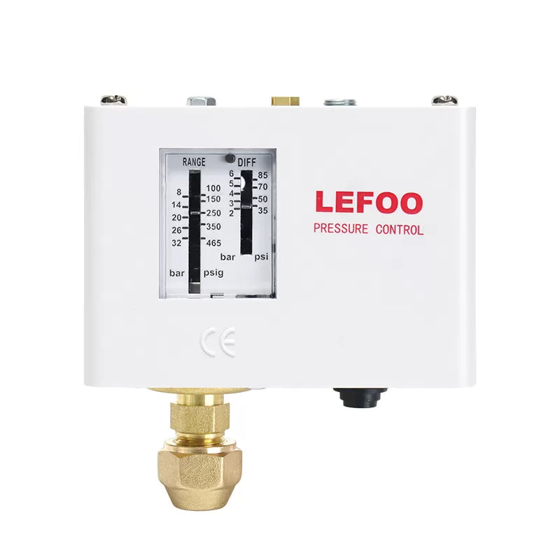 Presostato LEFOO LF5506FLARE, Rango -0.5 a 6 bar, Conexión 1/4" Flare