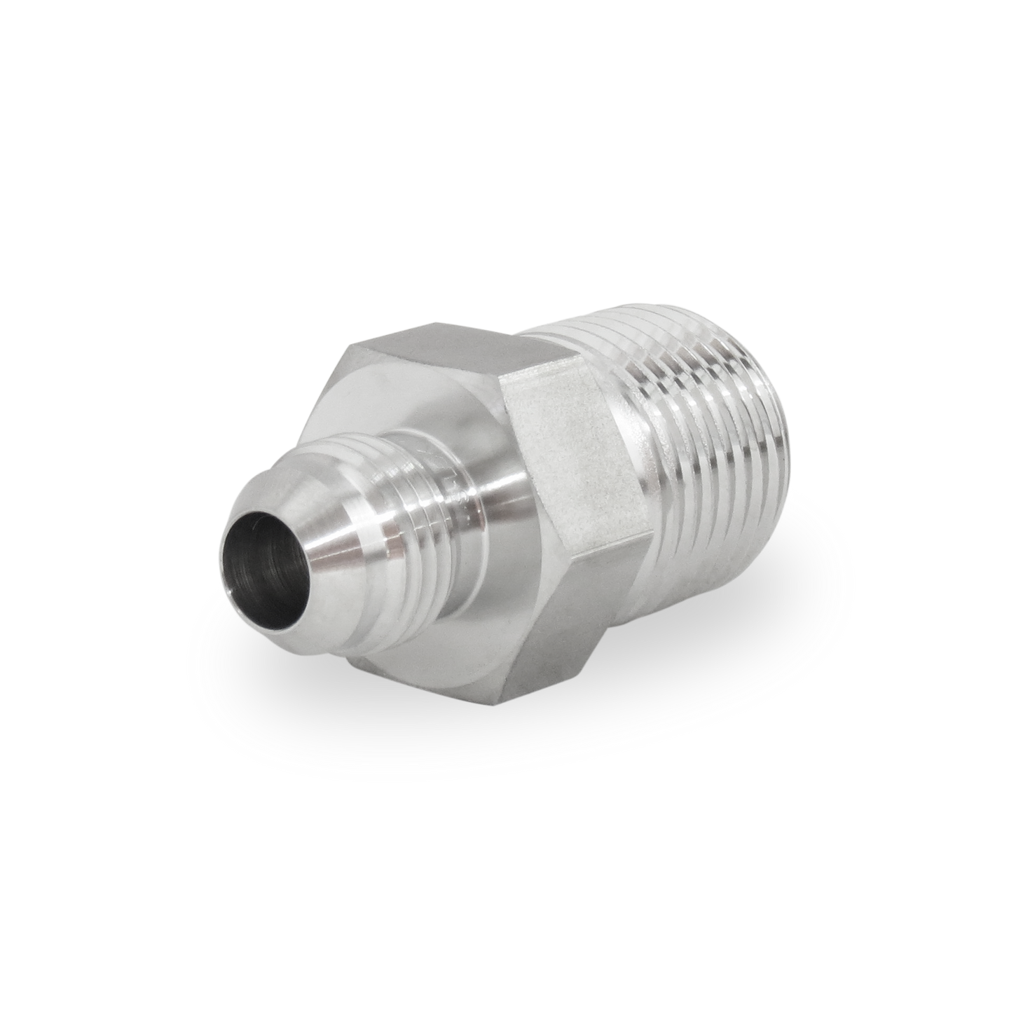 JMC-6T-02N-S6 Adaptador Recto 3/8" Flared 37°- JIC (SAE J514) x 1/4 NPT Macho Roscado