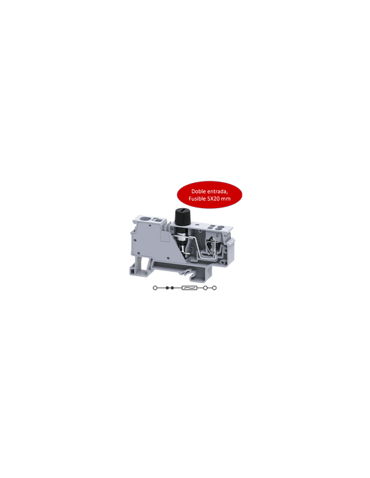 CXVF2.5A Clema Portafusible 10A, 1000V, Doble Entrada
