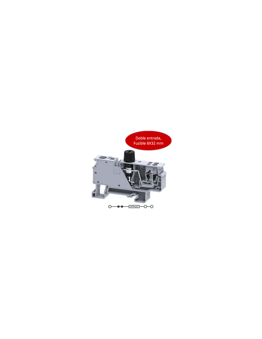 CXVF2.5C Clema Portafusible 10A, 1000V, Doble Entrada