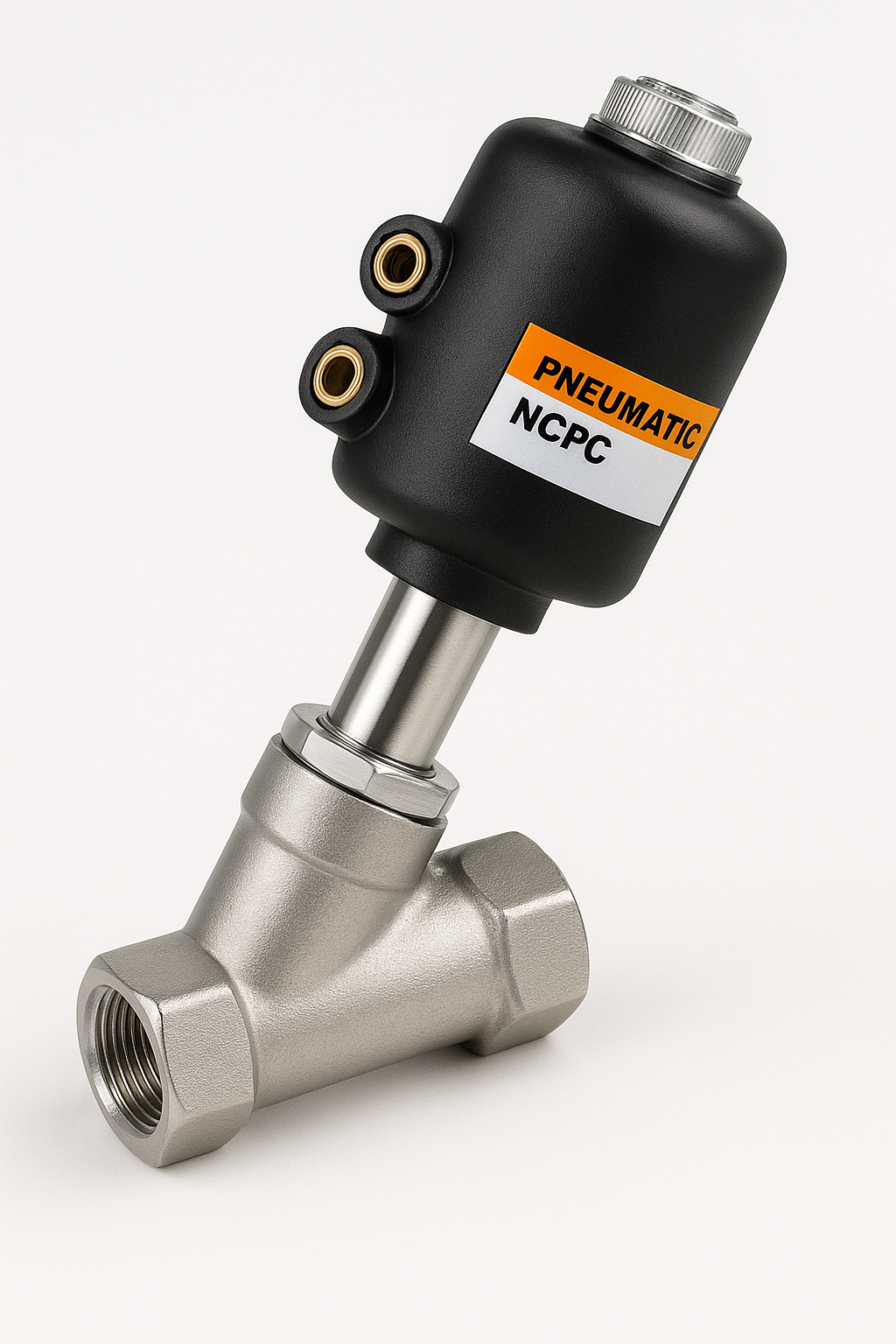EMCP-25-50-C-S1 VALVULA ANGULAR 1 IN CUERPO ACERO INOXIDABLE ACTUADOR DE PLASTICO DOBLE EFECTO