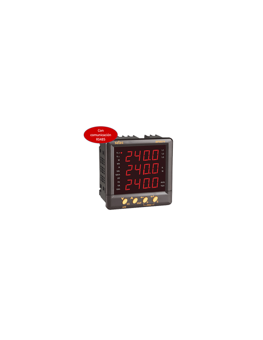 MFM374C Medidor Multifunción, LED, RS485, 96x96
