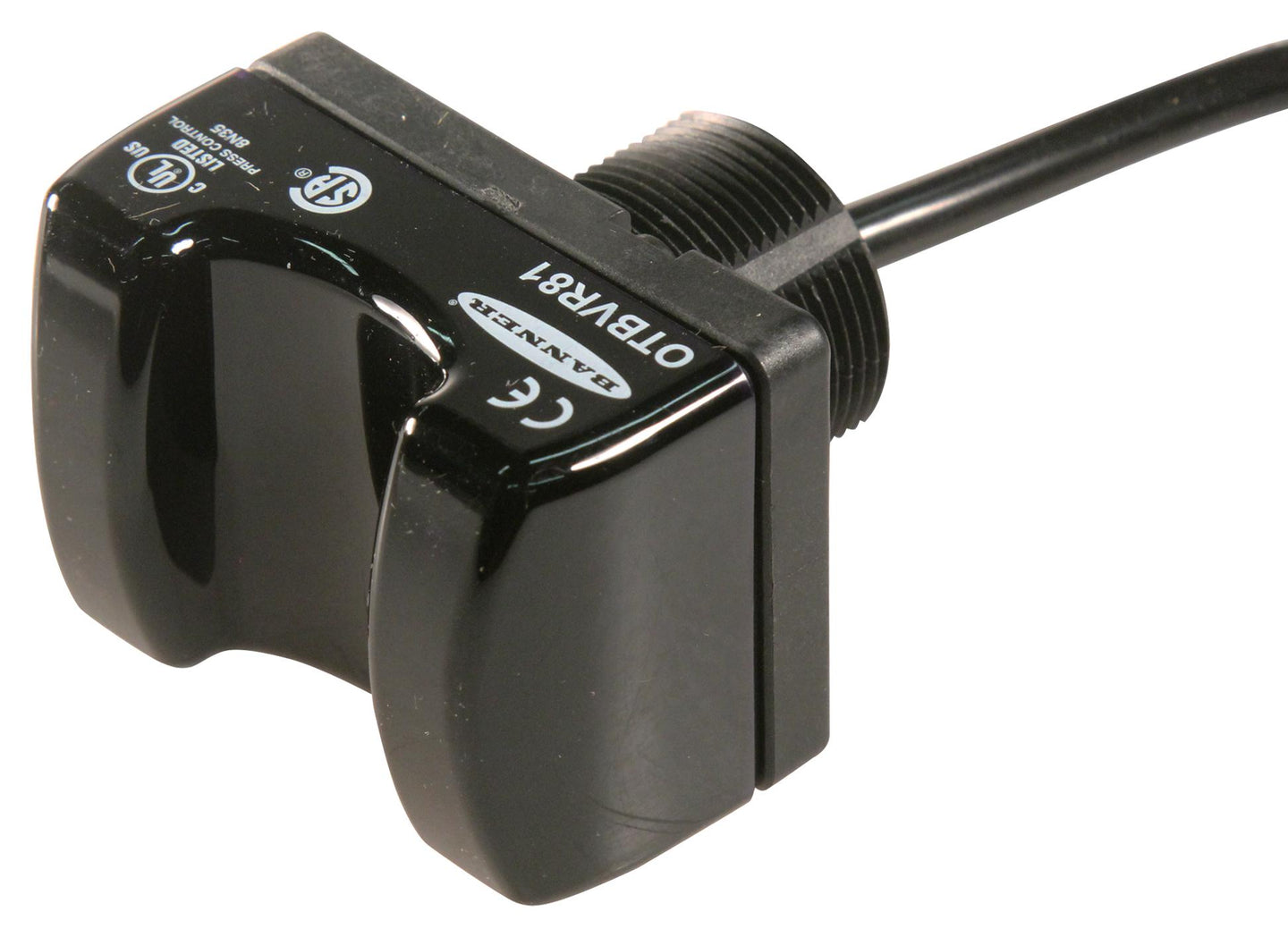 OTBVR81 Serie OTB: Botón táctil de acción momentánea con contacto de seguridad negro; Entrada: 20-30 V CA o CC; Carcasa superior: Polisulfona; Salida: Relé E/M (SPDT); Cable integral de 2 m (6,5 pies) 33080.
