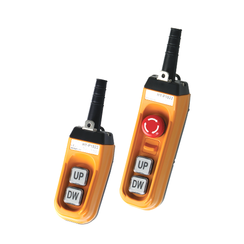 HY-P1022SB - CONTROL PARA POLIPASTO 3 BOTONES ARRIBA ABAJO Y PARO DE EMERGENCIA ALIMENTACION 6AMP.  250 VCA