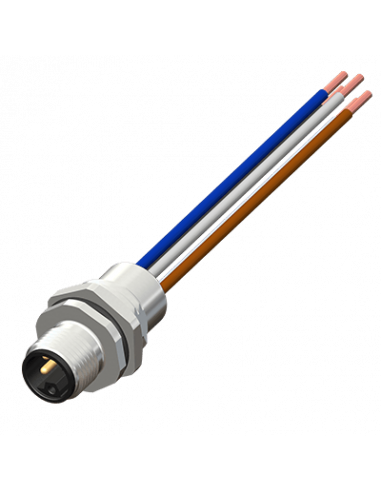 CPM12-FMBR5-P5-L Conector M12, 5 Polos, Montaje Frontal