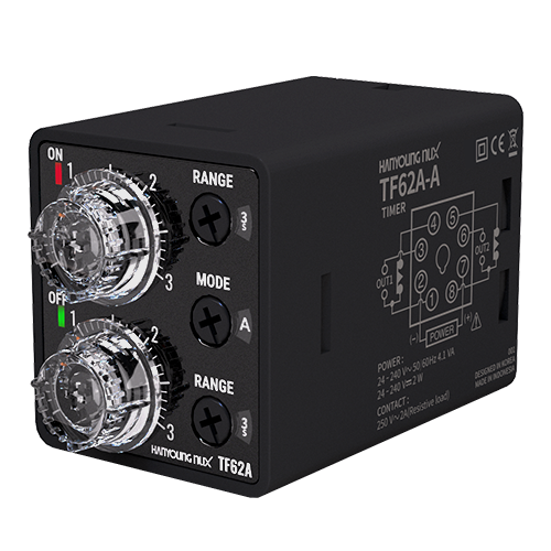 TF62A-1N-A - TEMPORIZADOR ANALOGICO PERILLA DUAL 38.4X42.4X59MM RANGO 1SEG/ 1MIN/ 1HR/10SEC/10MIN /10HR 24-240 VAC/DC