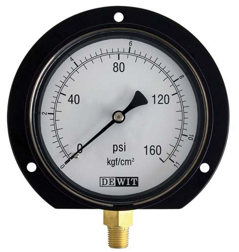 Manómetro DE WIT 231/115, Aluminio Negro, 4.5", Conexión 1/4" NPT