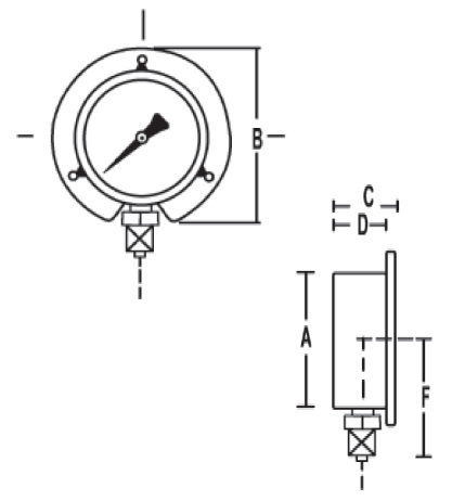 Manómetro DE WIT 231/115, Aluminio Negro, 4.5", Conexión 1/4" NPT