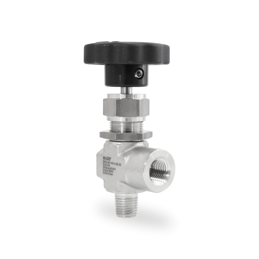 SNV3-MF-4N-A-SG-S6 Válvula de Aguja Angular Forjada A. Inox S316 1/4" Hembra-Macho