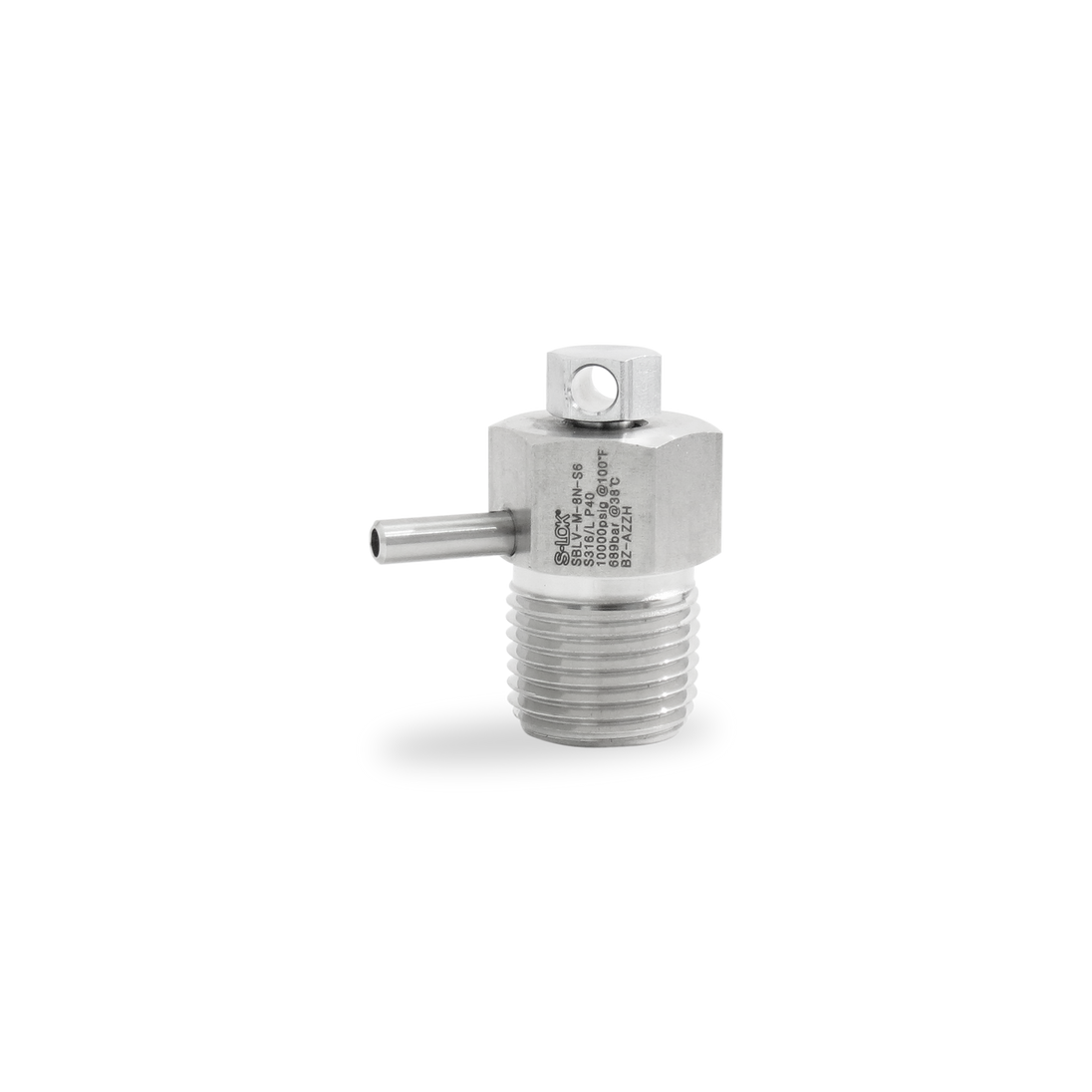 SBLV-M-8N-S6 Válvula Purga 1/2" NPT Roscado macho, Tornillo de seguridad de ajuste trasero