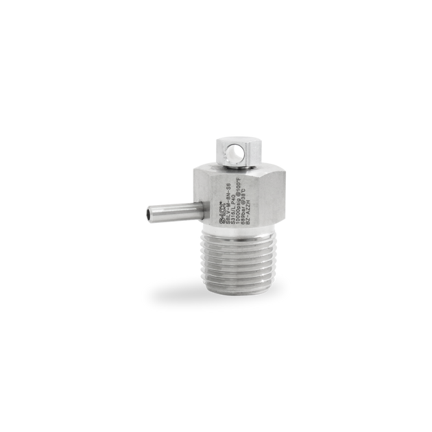 SBLV-M-8N-S6 Válvula Purga 1/2" NPT Roscado macho, Tornillo de seguridad de ajuste trasero