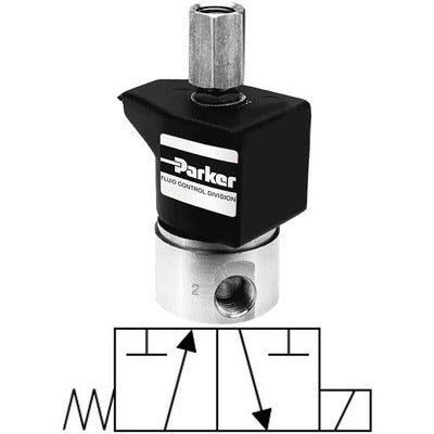 7131TVN2LV00 Parker Skinner - Válvula a presión de acero inoxidable de acción directa, 3 vías, normalmente cerrado, 1/4" NPT
