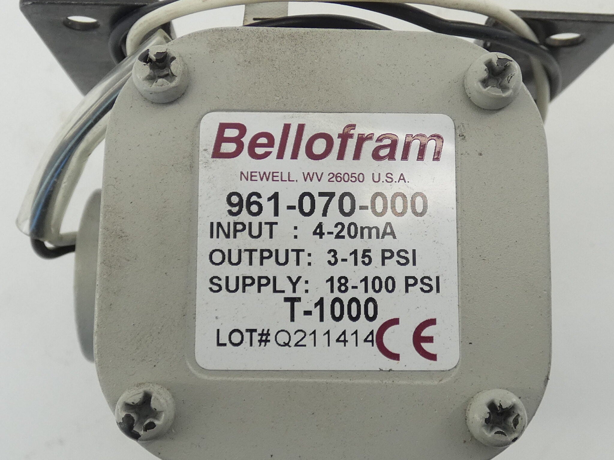 961 070 000 Transductor electroneumático Marsh Bellofram Precision Controls 961-070-000, tipo I/P, serie T1000, 3-15 PSIG, 4-20 mA