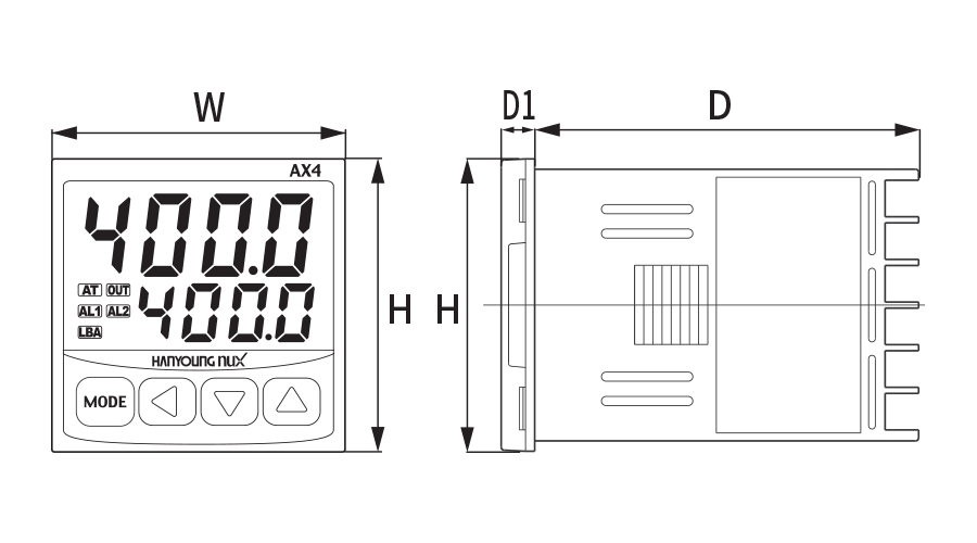 AX2-1A control digital de temperatura 48x96mm input universal out ssr+relay1+relay2+relay3 100-240vac