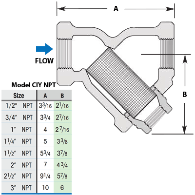 Y-Strainer CIY-12-N-020 de WATSON MC DANIELS - Filtración Eficaz