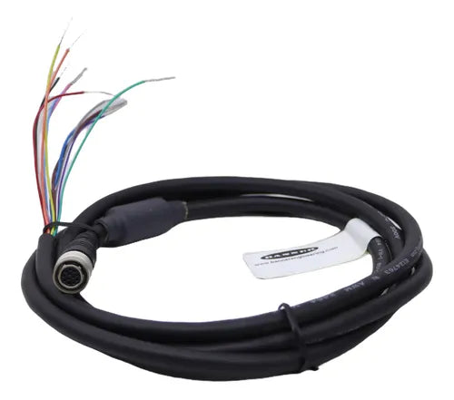 P4C06 Cable: Hirose de un solo extremo; conector hembra recto de 12 pines con blindaje; revestimiento de PVC negro de 2 m (6,56 pies); tuerca de acoplamiento de latón niquelado 73491.