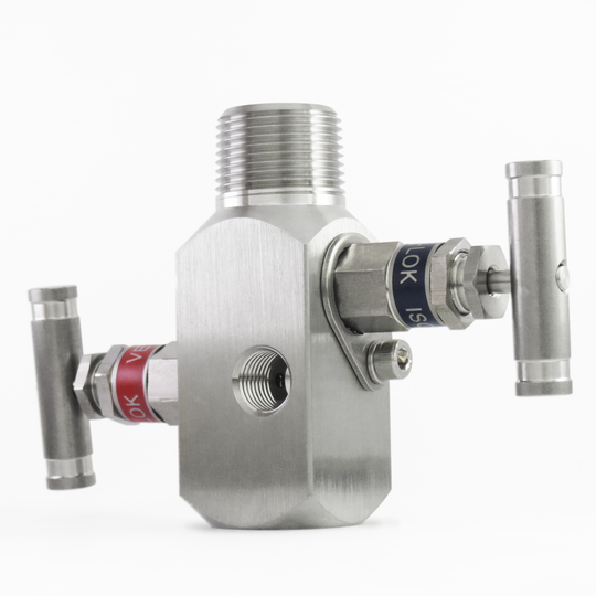 SM2VPS-MF-12N8N-S6 Manifold 2 vías de 3/4" Macho x 1/2" Hembra roscada NPT