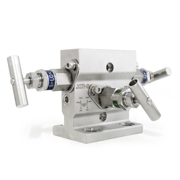 SM3V1-F-8N-S6 Manifold 3 vias tipo montaje directo-brida simple, 1/2" NPT Roscada hembra