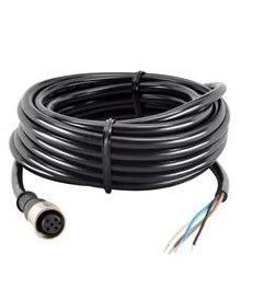 MQDC1-515 Cable: M12 de código A de un solo extremo; conector hembra recto de 5 pines; revestimiento de PVC negro de 5 m (16,4 pies); tuerca de acoplamiento de latón niquelado 47812