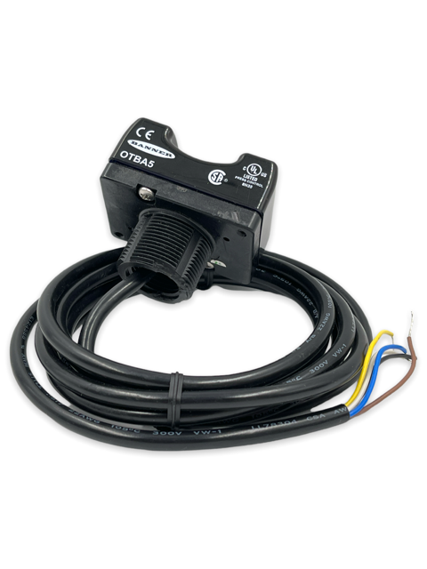OTBA5 Serie OTB: Botón táctil de acción momentánea con contacto de seguridad negro; Entrada: 120 V CA; Carcasa superior: polisulfona; Salida: relé E/M (SPDT); Cable integral de 2 m (6,5 pies) 27986