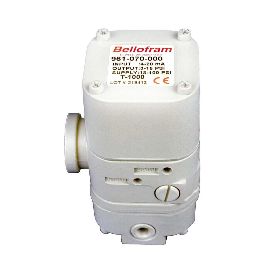 Transductor I/P Bellofram Type 1000, Rango 2-60 PSI, Entrada 4-20 mA