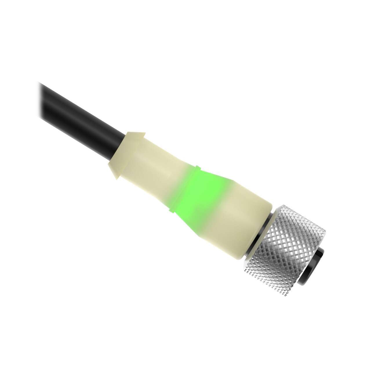 MQDC-415-GYP Cable: M12 de un solo extremo; conector hembra recto de 4 pines; 5 m (16,4 pies) 4 x 22, revestimiento de PVC negro; PVC blanco translúcido; tuerca de acoplamiento de latón niquelado 810513