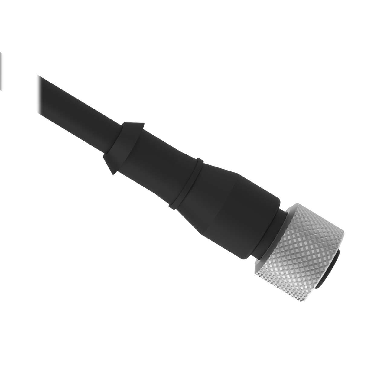 MQDEC2-515 Cable: M12 de un solo extremo; conector hembra recto de 5 pines; revestimiento de PVC negro blindado de 5 x 22 de 5 m (16,4 pies); tuerca de acoplamiento de latón niquelado 60811