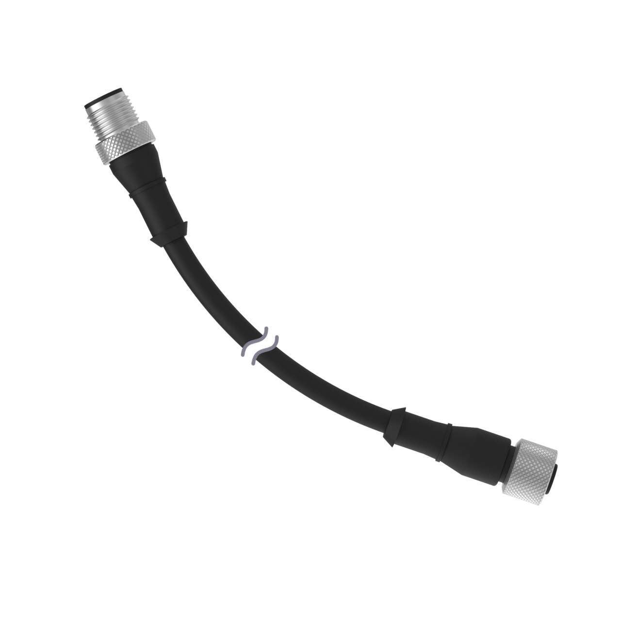 MQDEC-530SS Cable: M12 de doble extremo; conector hembra recto de 5 pines; conector macho recto de 5 pines; revestimiento de PVC negro de 5 x 22 de 9 m (29,53 pies); tuercas de acoplamiento de latón niquelado 813631