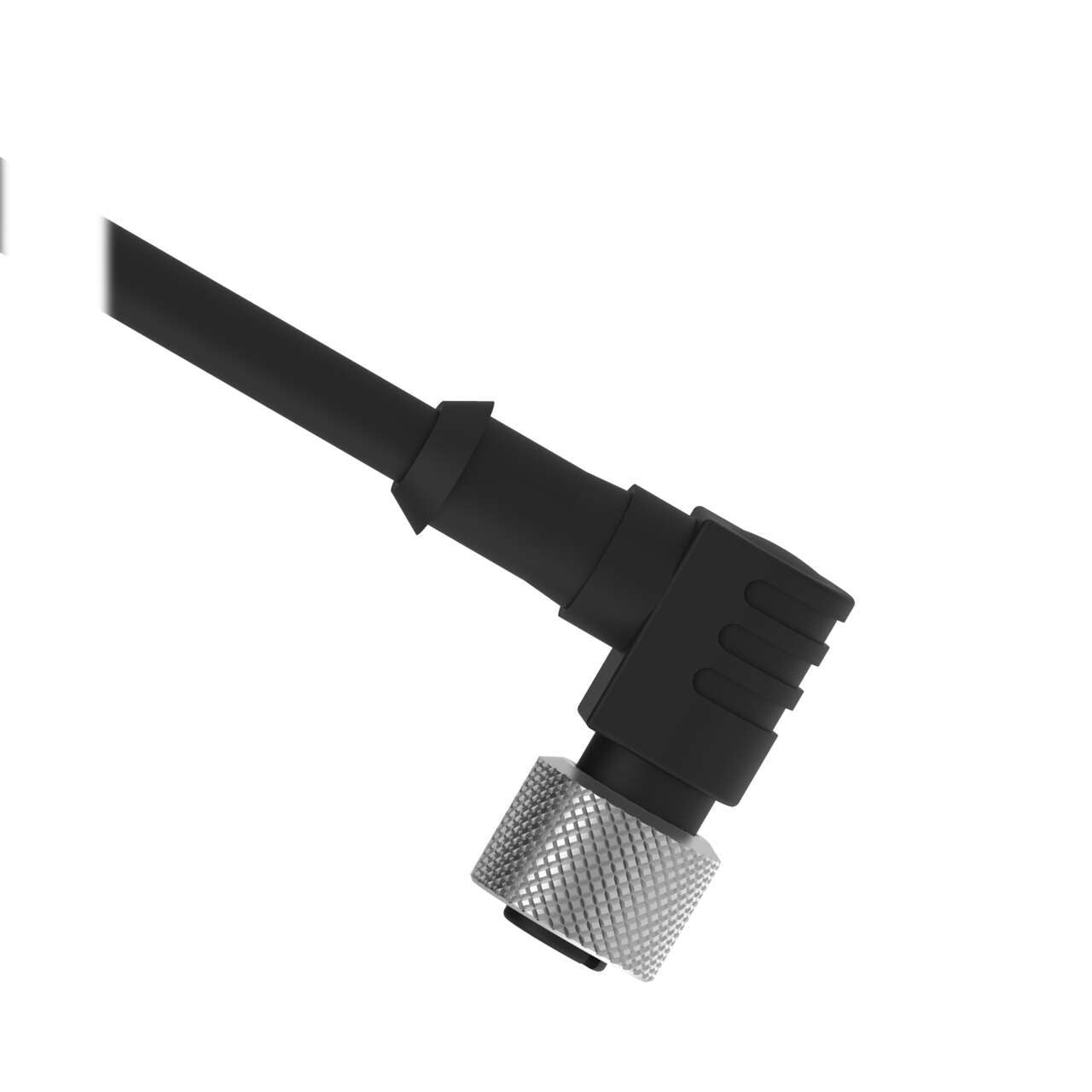 MQDC1-515RA Cable: M12 de un solo extremo; conector hembra de ángulo recto de 5 pines; revestimiento de PVC negro de 5 x 22 de 5 m (16,4 pies); tuerca de acoplamiento de latón niquelado 47813