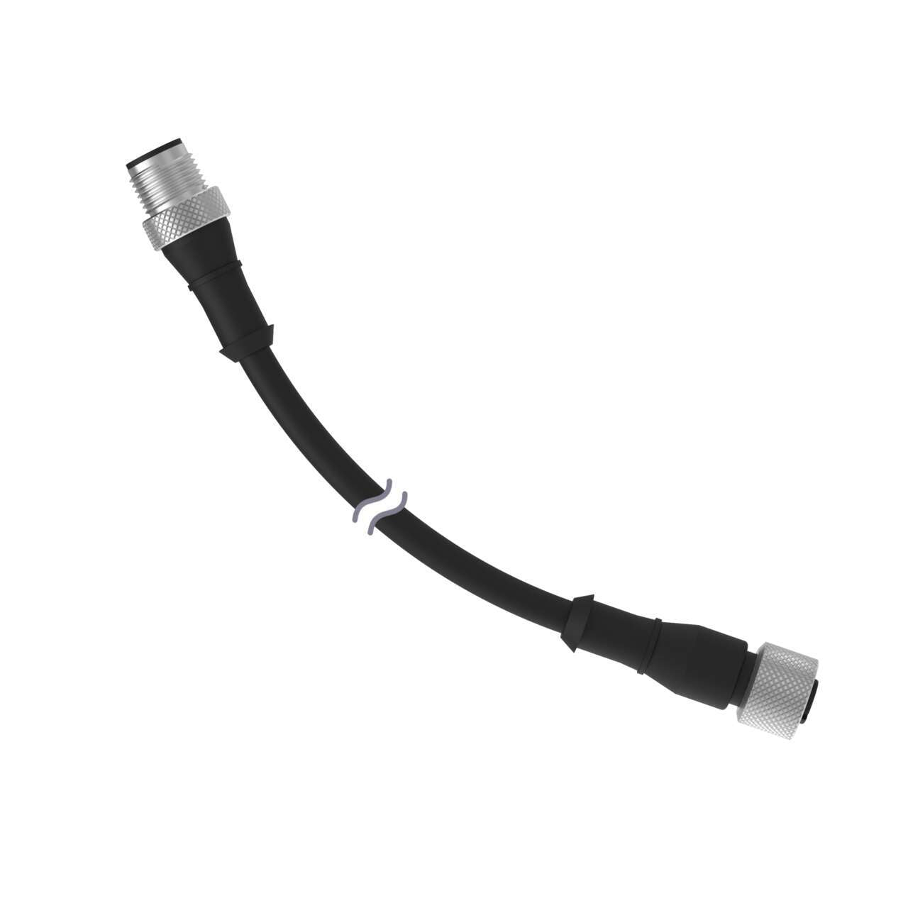 MQDEC-450SS Cable: M12 de doble extremo; conector hembra recto de 4 pines; conector macho recto de 4 pines; revestimiento de PVC negro de 15,2 m 4x22; tuercas de acoplamiento de latón niquelado 76602