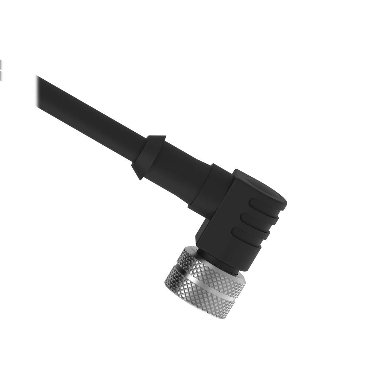 MQDC-515RA Cable: MICRO de un solo extremo; conector hembra de 5 pines en ángulo recto, código C; revestimiento de PVC negro de 5 x 22 de 5 m (16,4 pies); tuerca de acoplamiento de latón niquelado 30622
