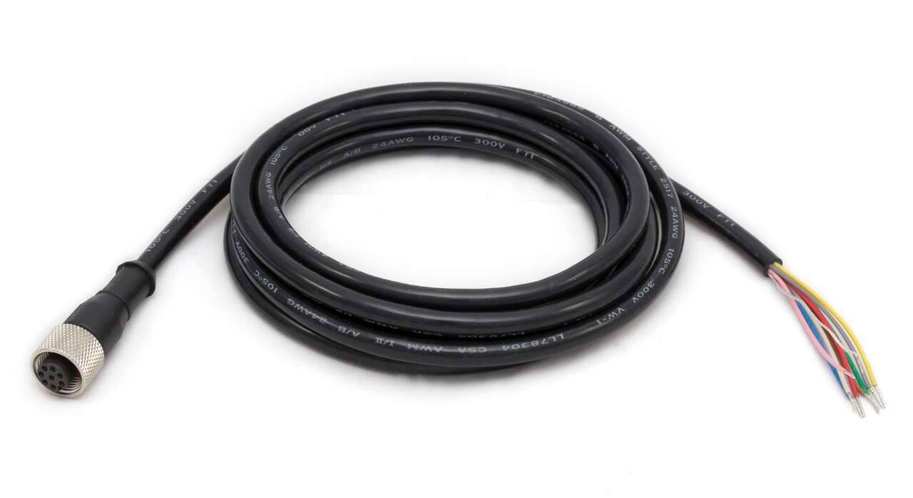 MQDC2S-815 Cable: M12 de un solo extremo; conector hembra recto de 8 pines; 5,04 m, 8 x 24, revestimiento de PVC negro blindado; tuerca de acoplamiento de latón niquelado 70976