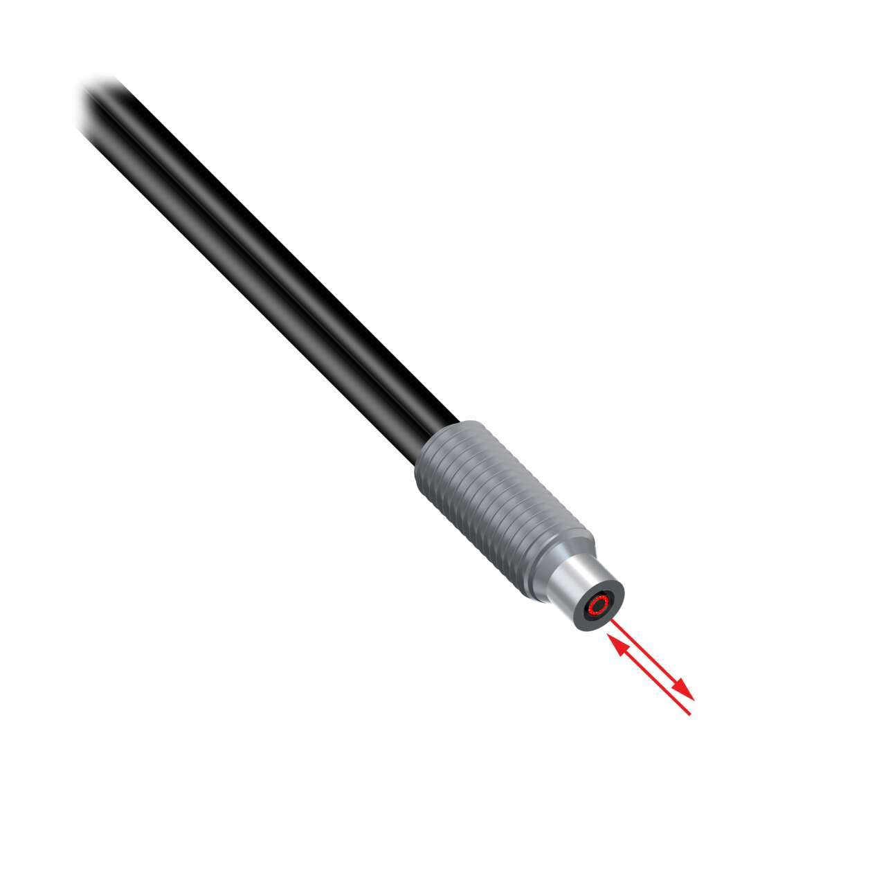PBCT46U Fibra plástica; Reflectividad difusa; Diámetro del núcleo: 1,0 mm y 16 x 0,25 mm; Longitud de fibra: 2 m; Coaxial, rosca; Corte libre 35214.
