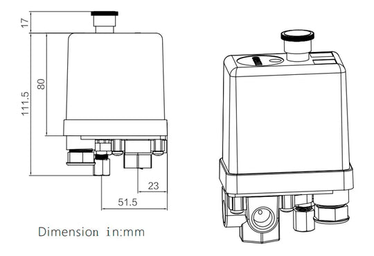 Presostato LEFOO LF10L-85-1, Rango presión 3.0-12.5 kgf/cm², 1/4" NPT