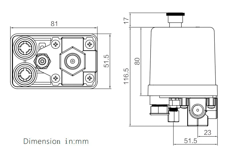 Presostato LEFOO LF10L-85-1, Rango presión 3.0-12.5 kgf/cm², 1/4" NPT