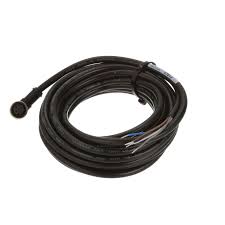 MQDC-515RA Cable: MICRO de un solo extremo; conector hembra de 5 pines en ángulo recto, código C; revestimiento de PVC negro de 5 x 22 de 5 m (16,4 pies); tuerca de acoplamiento de latón niquelado 30622