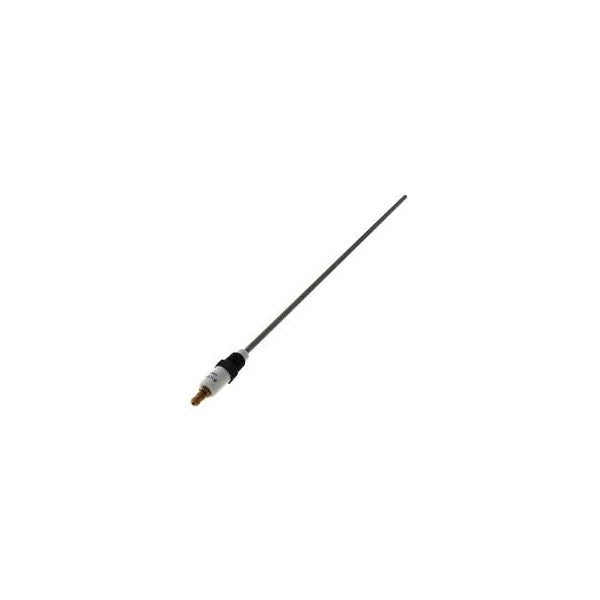 An e5-frS4-4 varilla detectora auburn e5-fsr4-4 with a white ceramic insulator, metal base, and 4-inch slender electrode, shown isolated on a white background.