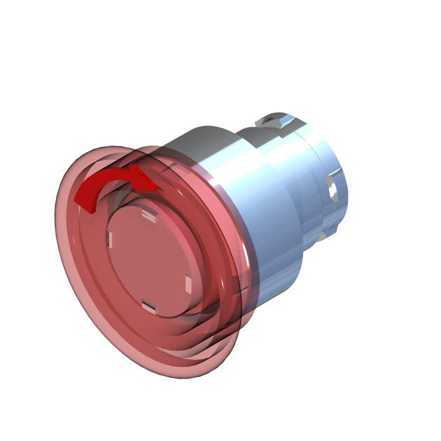 D5043 ECX 1226 - BOTON HONGO GIRAR PARA LIBERAR ILUMINADO ROJO ø40mm
