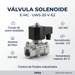 Ilustración comercial de la válvula solenoide E-MC UWS-25-V-E2 con sus características