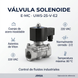 Ilustración comercial de la válvula solenoide E-MC UWS-25-V-E2 con sus características
