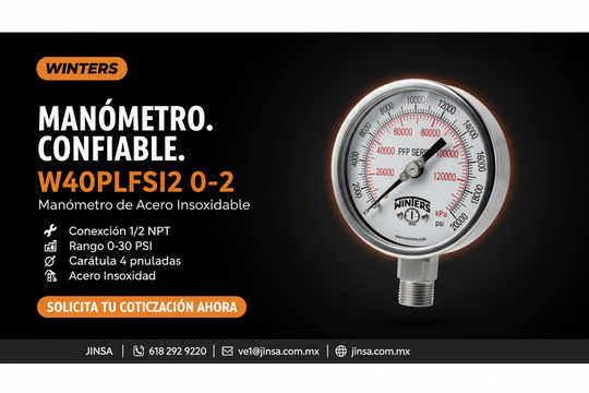 Manómetro WINTERS W40PLFSI2 0-2 — Banner