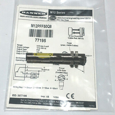 M12PFF50Q8 SENSOR FOTOELECTRICO CAMPO AJUSTABLE 77195