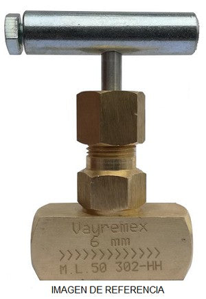 204 HH 1/2 VÁLVULA DE AGUJA PARA BAJA PRESIÓN HEMBRA-HEMBRA