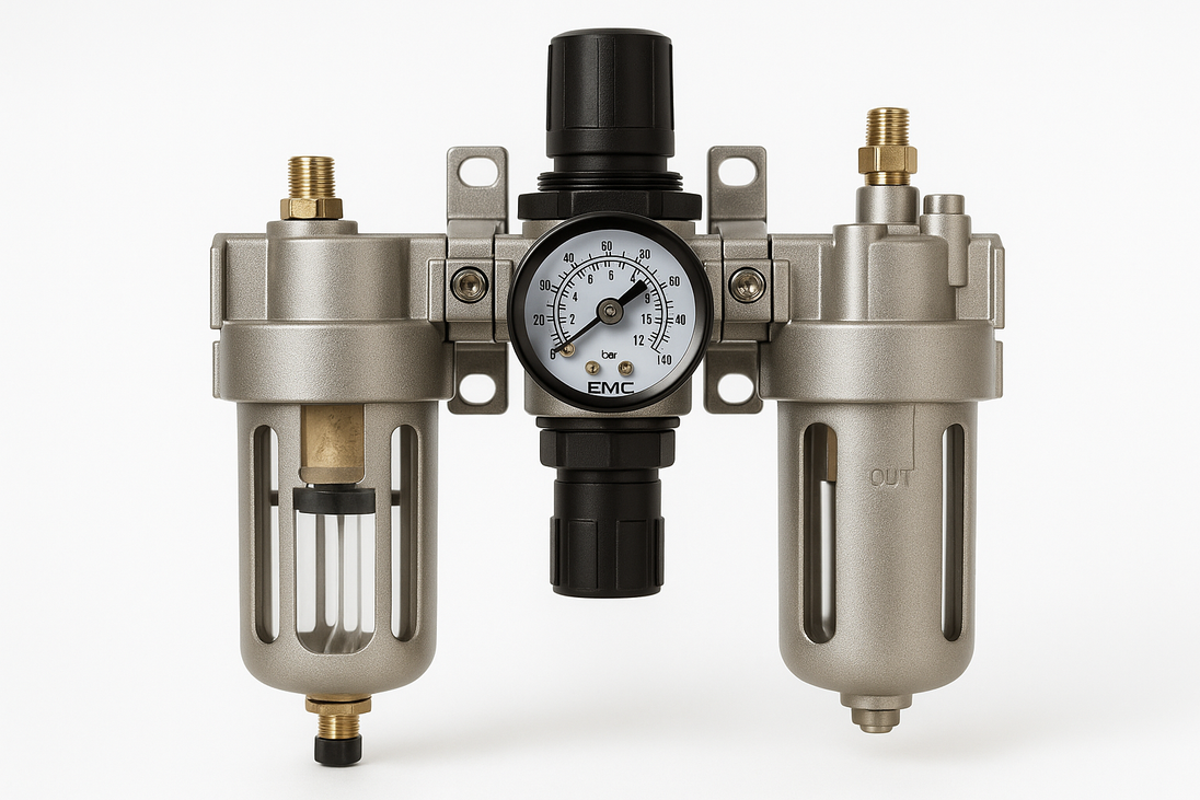 UNIDAD DE MANTENIMIENTO DE 1/4 CON MANOMETRO DE 3 PIEZAS MARCA EMC